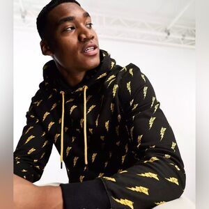 WESC Mike‎ Thunder AOP Printed Hoodie Black M NWT IN PACKAGE